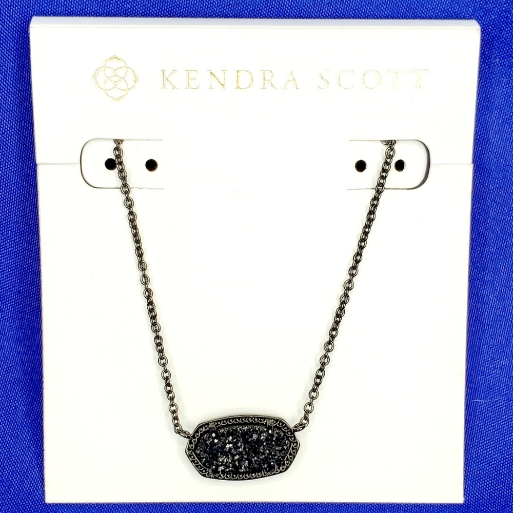 Kendra Scott Elisa Pendant Necklace in Black Druzy - Picture 13 of 16